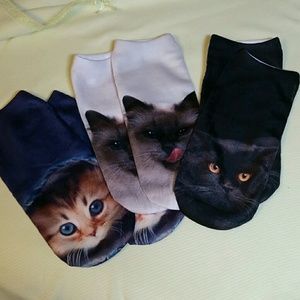 "Final Price Drop" Adorable Kitty Socks 3 pair